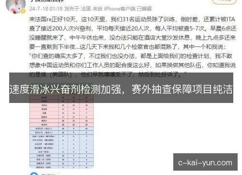 速度滑冰兴奋剂检测加强,赛外抽查保障项目纯洁 速度滑冰兴奋剂检测加强,赛外抽查保障项目纯洁